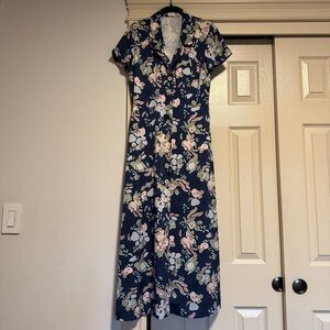 Wilfred Blue and Pink Printed Midi Dress